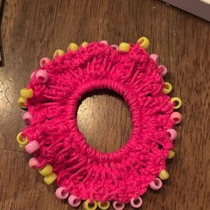Bright Pink and Yellow Kids Hair Scrunchie